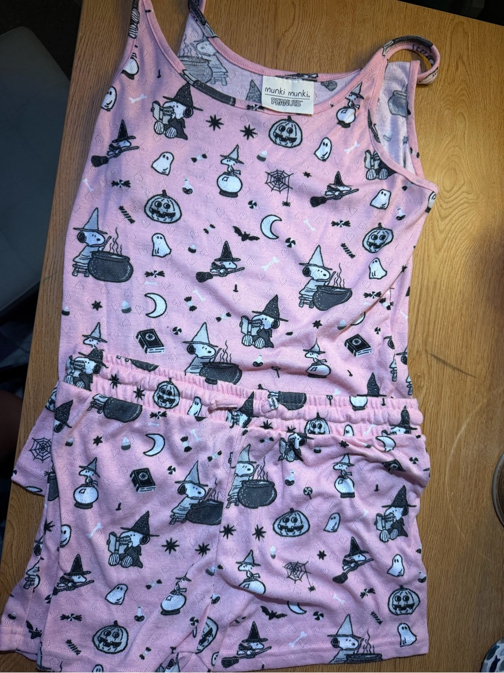 munki munki Pink Halloween Witch & Ghost Print Pajama Set